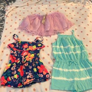 Shorts rompers and tutu. 3T. Worn once each.